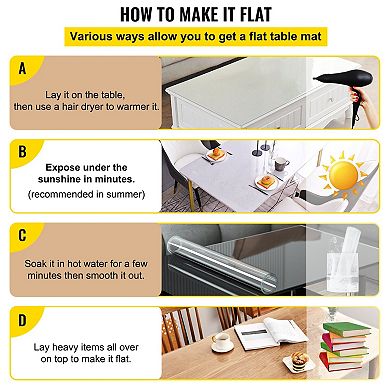 PVC Table Protector Cover for Home Office Use, Rectangle Design, Scratch and Stain Resistant
