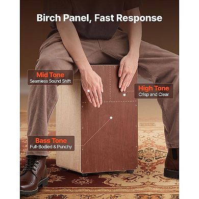 Compact Wooden Cajon Drum Box with Snare System for Seated Hand Percussion