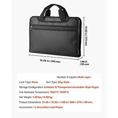 Fireproof Document Bag with Waterproof Zipper for Emergency and Everyday Use