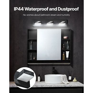 3-Light LED Bathroom Vanity Fixture with 360° Adjustable Lamp Heads