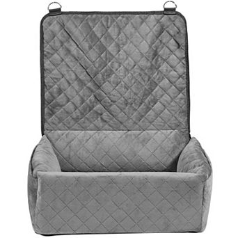 Front and Rear Dog Booster Seat Quilted Fabric, Sponge Cushion, Adjustable Straps