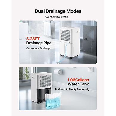 52-Pint Dehumidifier for Large Rooms with LED Display and Quiet Operation