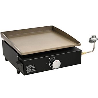 Portable Flat-Top Grill with Grease Management System for Backyard, Camping, Parties