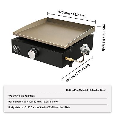 Portable Flat-Top Grill with Grease Management System for Backyard, Camping, Parties