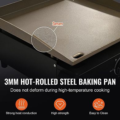 Portable Flat-Top Grill with Grease Management System for Backyard, Camping, Parties