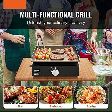 Portable Flat-Top Grill with Grease Management System for Backyard, Camping, Parties