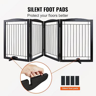 Freestanding Wooden Dog Gate Adjustable Width with Foldable Panels
