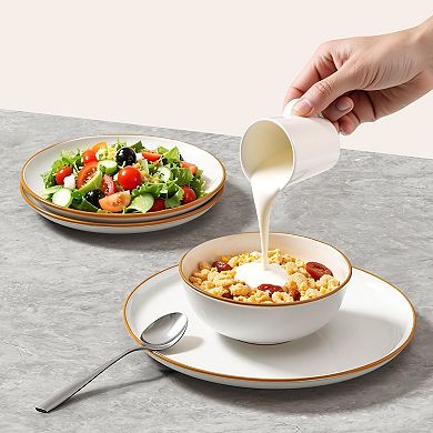 12-Piece Ceramic Dinnerware Set for 24 with Plates and Bowls