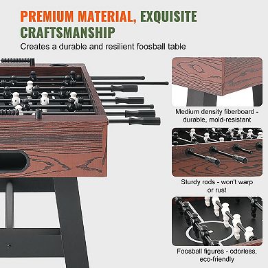 Adjustable 55 inch Foosball Table with Smooth Rods, 26 Players, and 4 Balls