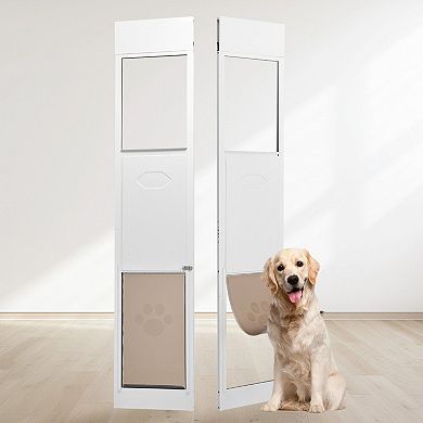 Adjustable Pet Door for Sliding Glass Doors with Aluminum Frame and Tempered Glass
