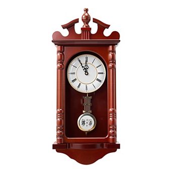 Grandfather-Style Wall Clock with Pendulum, Pine Wood