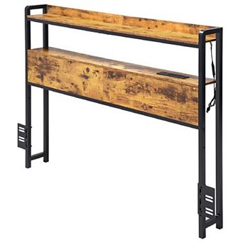 Bed Headboard with LED Lights, USB Charging, and Adjustable Feet