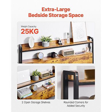 Bed Headboard with LED Lights, USB Charging, and Adjustable Feet