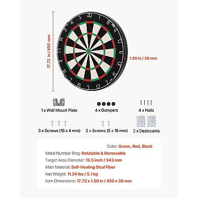 Sisal Dartboard with Self-Healing Fibers and Rotatable Number Ring