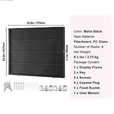 Graded Trading Card Display Case Wall Mount with Glass Front and Locking Frame