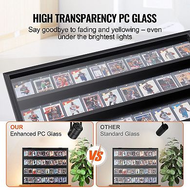 Graded Trading Card Display Case Wall Mount with Glass Front and Locking Frame