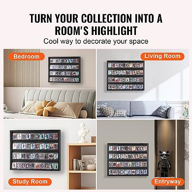 Graded Trading Card Display Case Wall Mount with Glass Front and Locking Frame