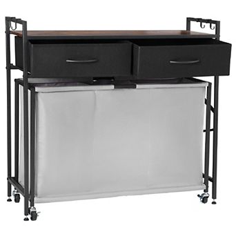 3-Bag Rolling Laundry Hamper Sorter with Drawers and Wheels
