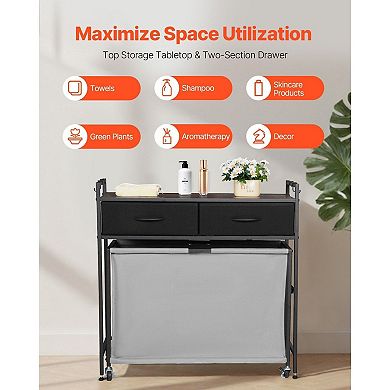 3-Bag Rolling Laundry Hamper Sorter with Drawers and Wheels