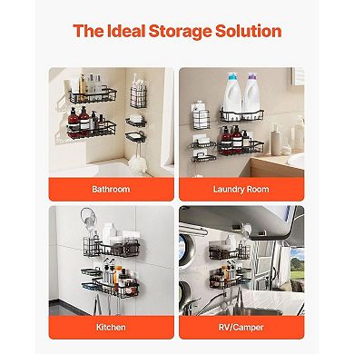 5-Piece Shower Organizer Set with Soap and Toothbrush Holders, Easy Adhesive Installation