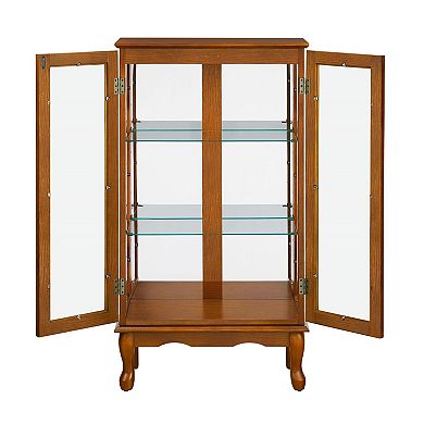 Lighted Corner Curio Cabinet with Glass Doors and Adjustable Shelves