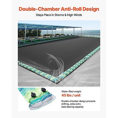 5-Pack Pool Cover Water Bags 94.5 in Double-Chamber PVC with Reflective Strips
