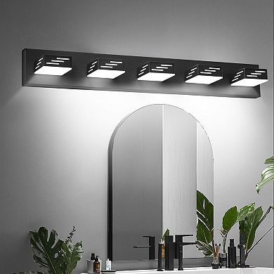 5-Light LED Bathroom Vanity Fixture with Adjustable Lamp Heads