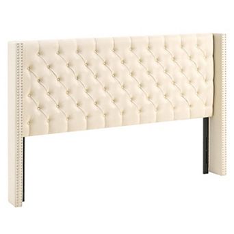 Adjustable Linen Bed Headboard with Diamond Tufting for Bedroom