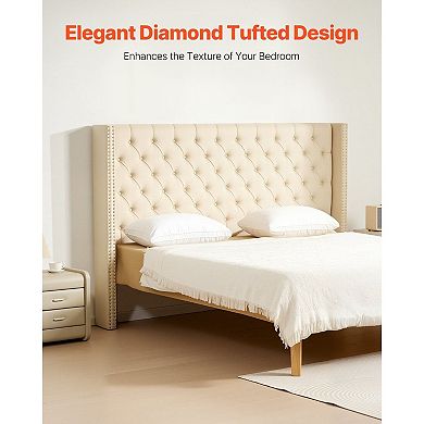 Adjustable Linen Bed Headboard with Diamond Tufting for Bedroom