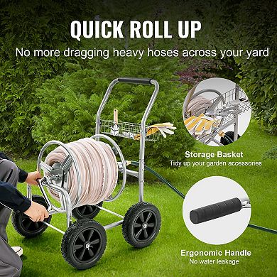Outdoor Rolling Hose Reel Cart for Yard and Patio Watering
