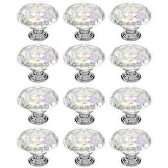 12-Pack Acrylic Cabinet Knobs, Round Single-Hole Drawer Pulls with Screws