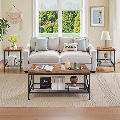 Living Room Coffee Table Set with 2 Coordinating Side Tables