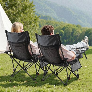 Folding Recliner Chair Outdoor Patio Camping Chair 4-Position Adjustable