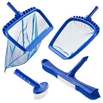 4-in-1 Pool Cleaning Kit Skimmer Nets and Brushes for Pools Hot Tubs (Poles Not Included)