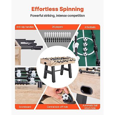 Foosball Table with 26 Players, 4 Balls, and Built-In Scorekeeper