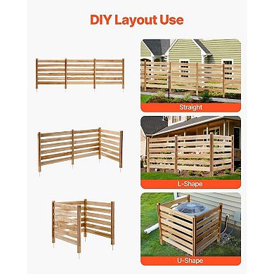 3-Panel Solid Wood Privacy Fence Kit for Yard, Garden, Patio and Outdoor Organization