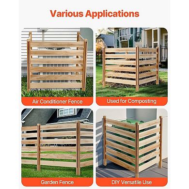 3-Panel Solid Wood Privacy Fence Kit for Yard, Garden, Patio and Outdoor Organization