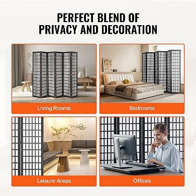 3-Panel Japanese Style Room Divider with Paulownia Wood Frame and Nonwoven Fabric Panels