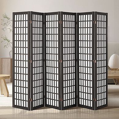 3-Panel Japanese Style Room Divider with Paulownia Wood Frame and Nonwoven Fabric Panels
