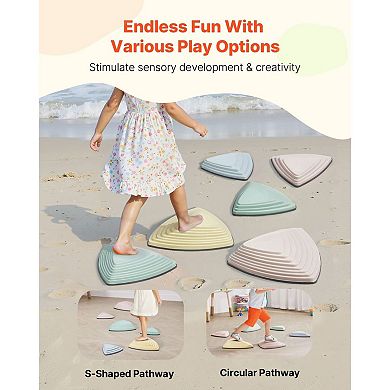 Indoor and Outdoor Toddler Steppingstones, 6-Piece Geometric Macaron Set