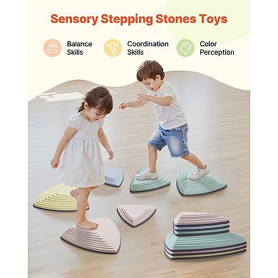 Indoor and Outdoor Toddler Steppingstones, 6-Piece Geometric Macaron Set