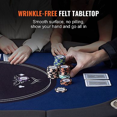 Foldable Poker Table with Cup Holders and Padded Armrests, Seats 8
