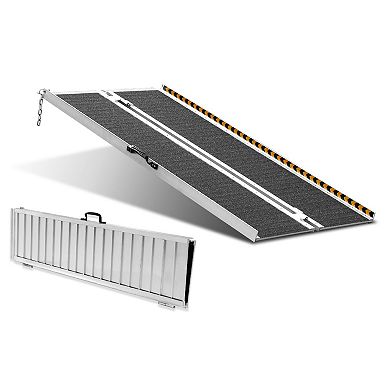 Foldable Mobility Ramp with Reflective Strips and Edge Barriers, 800 lb Capacity