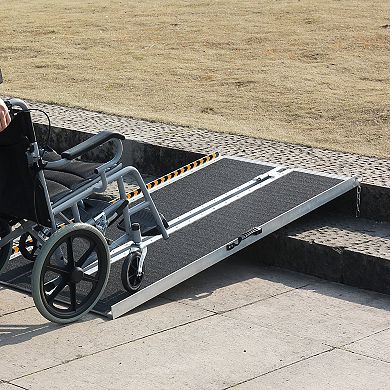 Foldable Mobility Ramp with Reflective Strips and Edge Barriers, 800 lb Capacity