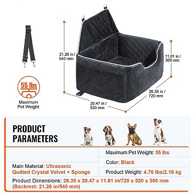 Dog Car Seat Secure Travel Seat with Adjustable Seat Belt and Premium Buckles