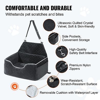 Dog Car Seat Secure Travel Seat with Adjustable Seat Belt and Premium Buckles