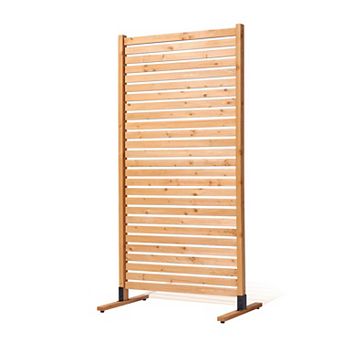 Modular Wood Room Divider Panel with Stakes, Indoor and Outdoor Privacy Screen