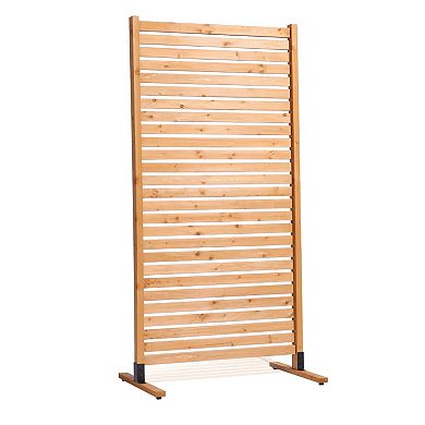 Modular Wood Room Divider Panel with Stakes, Indoor and Outdoor Privacy Screen