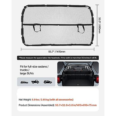 Dog Car Barrier for Large SUVs, Trucks, Sedans Mesh Pet Divider with Steel Frame