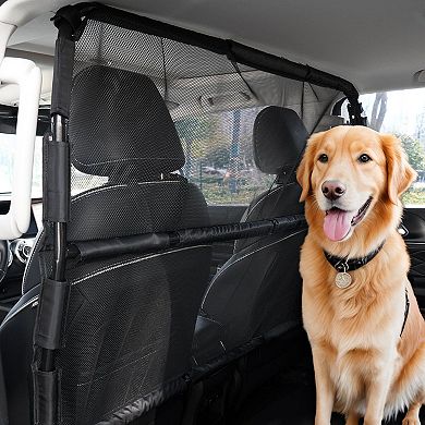 Dog Car Barrier for Large SUVs, Trucks, Sedans Mesh Pet Divider with Steel Frame